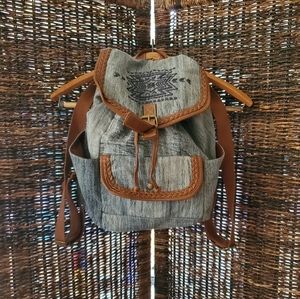 🌅 Bohemian 💙Denim Leather Rucksack Backpack🎒 👜